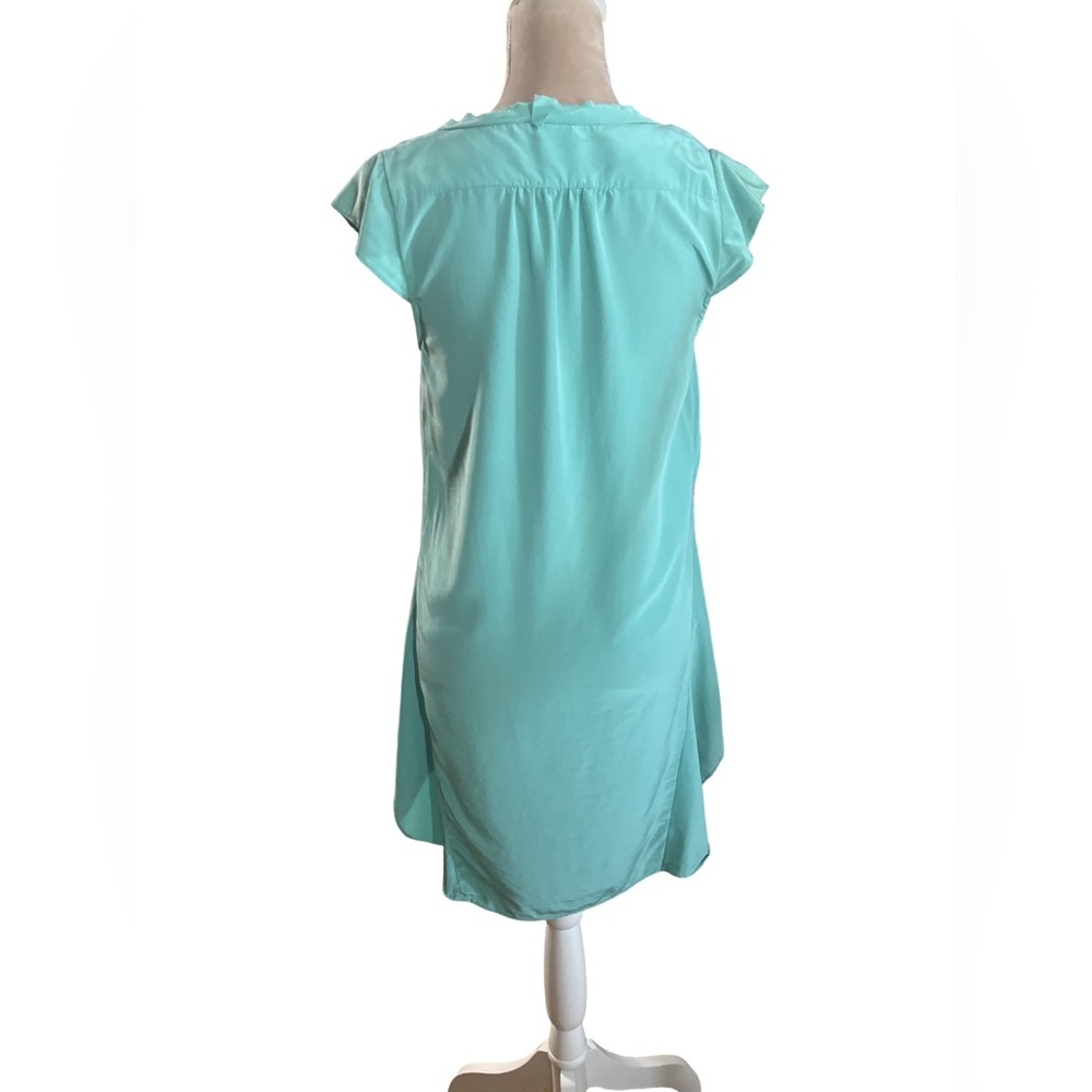 Ali Ro Green Flutter Sleeve Ruffled Light Teal Dress Size 6 - Picture 3 of 8